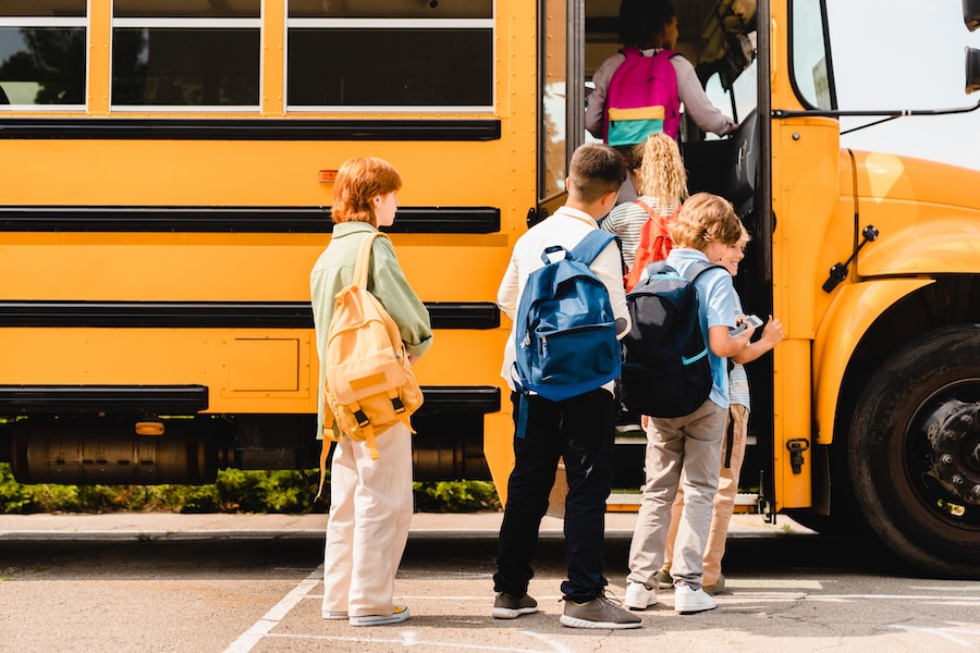 Children boarding a South Carolina school bus.