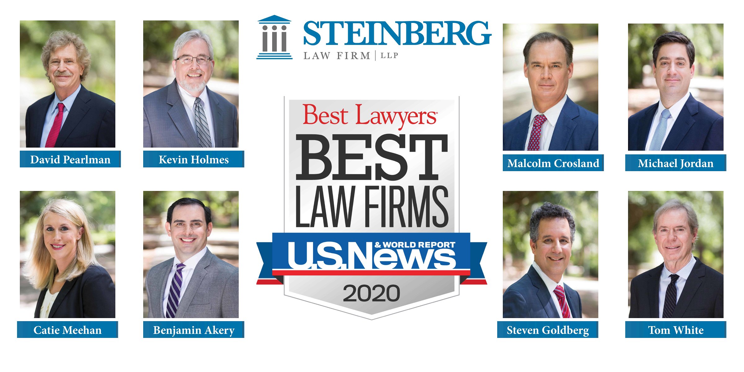 Ocho abogados de Steinberg Law especializados en compensación laboral y lesiones personales son nombrados en la edición 2020 de "The Best Lawyers in America"